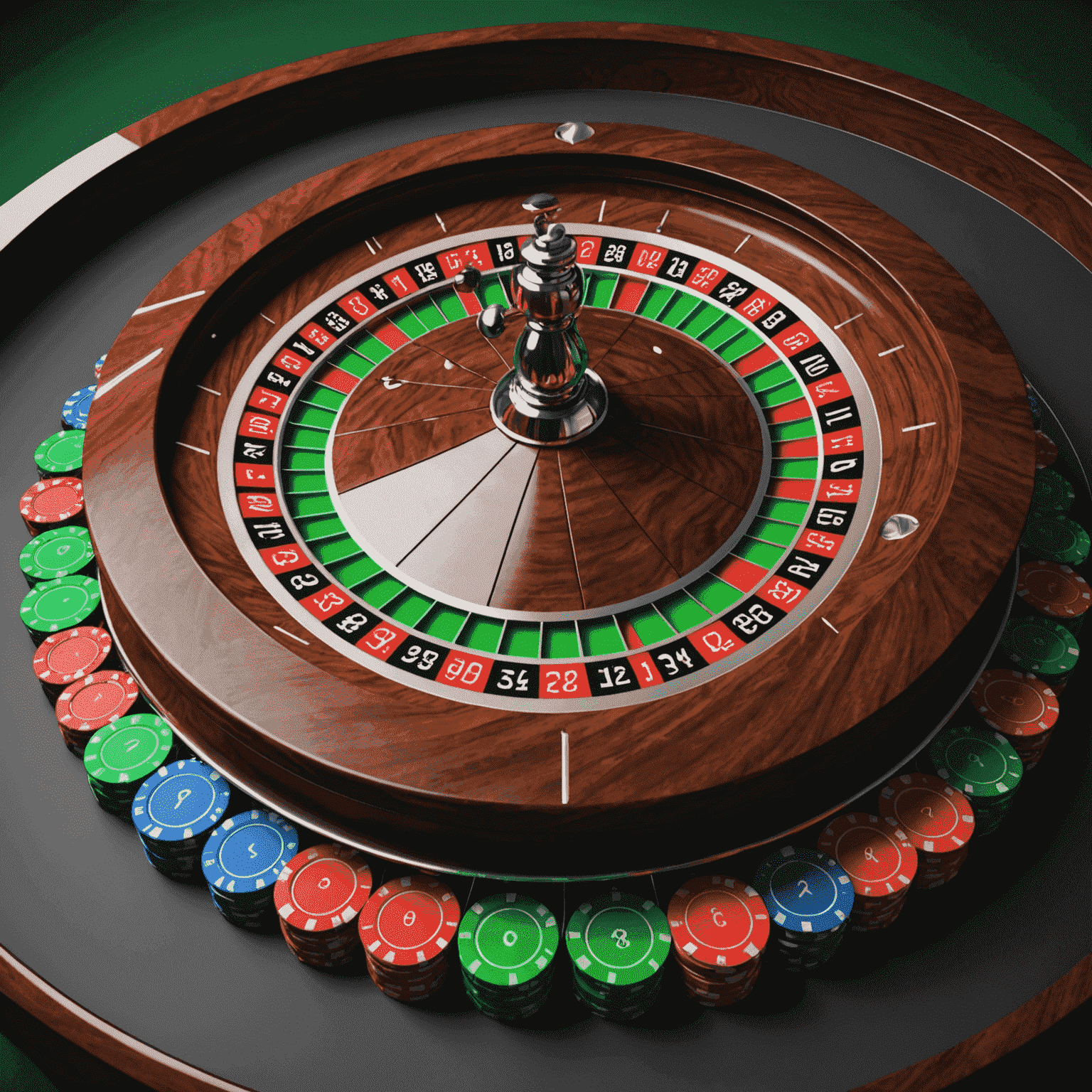 Table de roulette virtuelle avec des jetons et une boule en mouvement